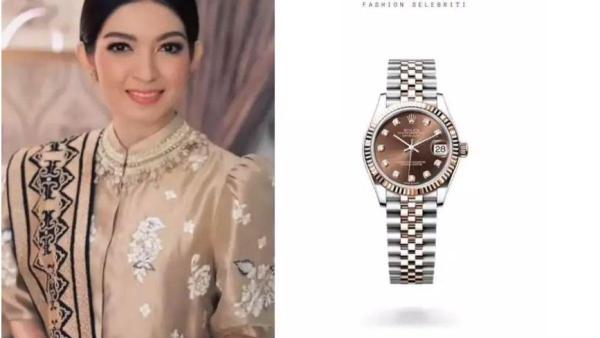 JAM TANGAN MEWAH SELVI ANANDA - Jam tangan yang dikenakan Selvi merupakan Rolex Datejust 31 Oyster, 31 mm Oyster Steel & emas Everos yang dibanderol sekitar Rp 226 juta