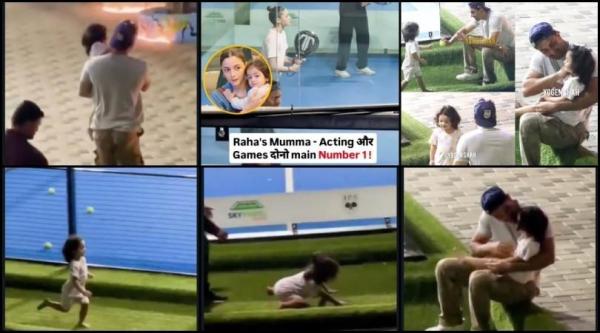 Alia Bhatt plays pickleball while Ranbir Kapoor comforts Raha as she falls during playtime; fans spot him wearing Raha's hairband