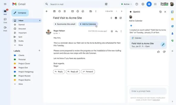 Tampilan fitur baru di Gmail