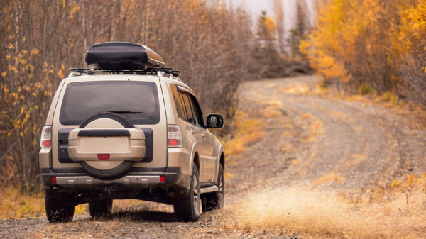 SUV driving in remote area