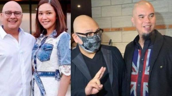 PERNIKAHAN AL GHAZALI - (Kiri) Potret Irwan Mussry dan Maia Estianty. (Kanan) Irwan Mussry dan Ahmad Dhani saat bertemu di premiere film 'Dear Imamku' di CGV Grand Indonesia, Jakarta Pusat, Senin (10/5/2021). Momen Irwan Mussry dan Ahmad Dhani akrab ngobrol bareng di pernikahan Al Ghazali dengan Alyssa Daguise.