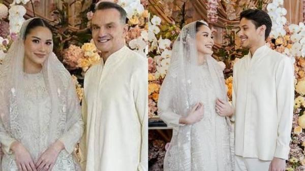 PERNIKAHAN ALYSSA - Kolase foto Alyssa bersama Richard dan Andhika Daguise di rangkaian acara pernikahannya.