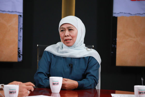 Gubernur Jawa Timur 2019-2024 Khofifah Indar di Info A1 kumparan, Jakarta. Foto: Syawal Darisman/kumparan