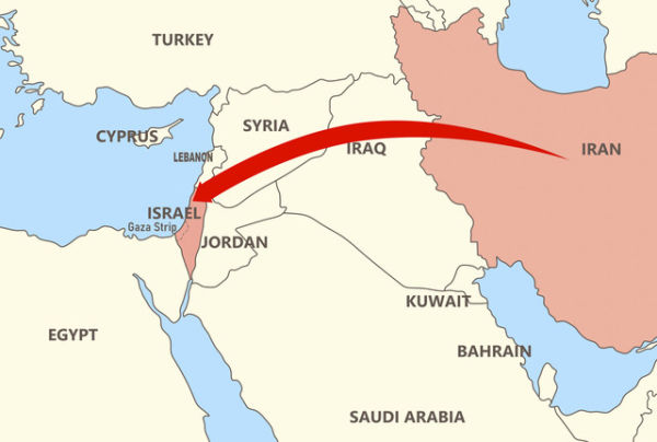 Ilustrasi peta Iran dan Israel. Foto: Shutterstock