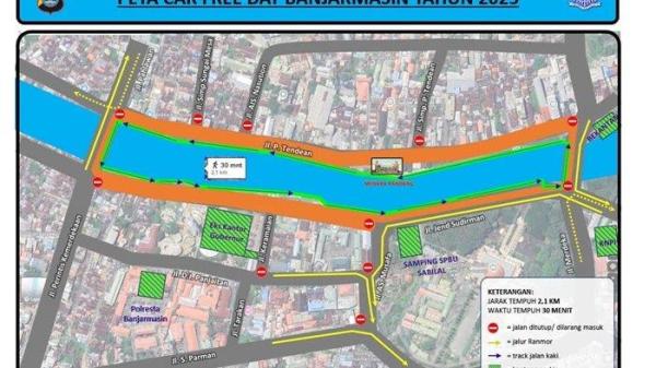 UJI COBA-Pemko Banjarmasin bersama Satlantas Polresta Banjarmasin akan melakukan uji coba kawasan baru untuk pelaksanaan Car Free Day (CFD) yang kini dipindah ke pusat kota, tepatnya di area Siring Menara Pandang. Uji Coba Car Free Day Kawasan Siring Dimulai Besok, Lalu Lintas Direkayasa 10 Titik Parkir Disiapkan