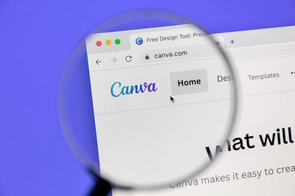 Photo illustration shows the Canva homepage displayed on a computer screen in Ostersund, Sweden, on November 20, 2022. (Adobe Stock Photo)