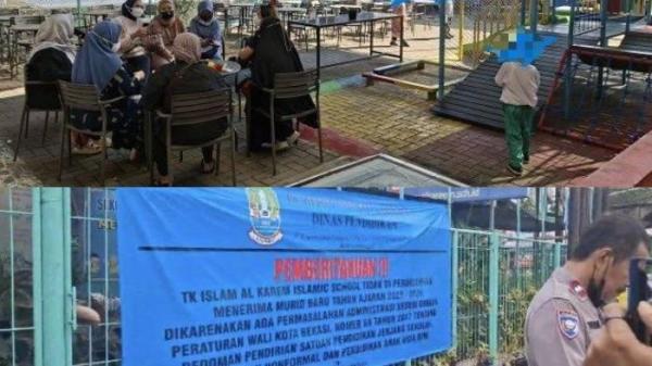 SEKOLAH ELITE BODONG - Momen saat orangtua murid datang ke sekolah swasta mewah di Jalan Baru Perjuangan RT 04 RW 11 Marga Mulya, Kecamatan Bekasi Utara, Kota Bekasi, Senin (16/6/2025). Ortu siswa kecewa karena sekolah berhenti operasi tiba-tiba tanpa ada pemberitahuan.