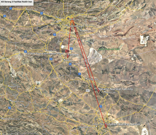 3 Lokasi Fasilitas Nuklir Iran yang Diserang AS. Foto: Google Earth