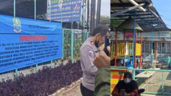 DISDIK PASTIKAN SEKOLAH BODONG - Sekolah swasta di Jalan Baru Perjuangan RT 04 RW 11 Marga Mulya, Kecamatan Bekasi Utara, Kota Bekasi disegel karena diduga bodong dan sejumlah staf pengajar menunjukan surat resign massal pada Senin (16/6/2025).