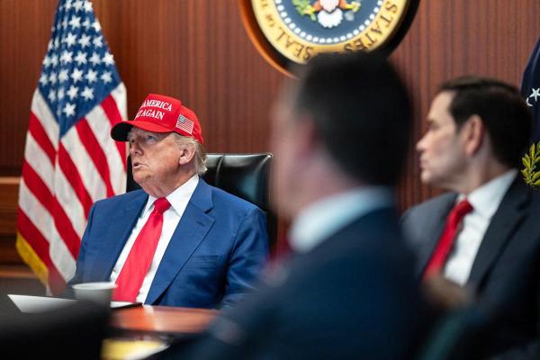 In a photo released by the White House via X, US President Donald Trump is seen in the Situation Room of the White House on June 21, 2025 in Washington, DC. (Photo by WHITE HOUSE / AFP)