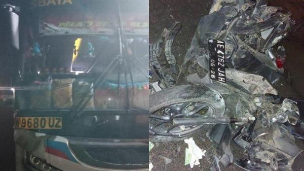 KECELAKAAN - Terjadi kecelakaan maut di Ngawi, Jawa Timur, yang melibatkan tiga kendaraan, Minggu (22/6/2025) sekitar pukul 00.15 WIB. Kecelakaan melibatkan sepeda motor Honda Beat AE 4762 JAH yang dikendarai Totok Dwi Prasetyo (31), warga Desa Banjaransari, Kecamatan Padas, Kabupaten Ngawi. Kemudian mobil Toyota Vios B 2246 BC yang dikemudikan Endriyanto (51), warga Bekasi, serta Bus Sugeng Rahayu W 9680 UZ yang dikemudikan Candra Kustiawan (25), warga Surakarta.