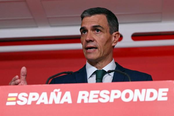 Spains Prime Minister and Secretary-General of the Socialist Party (PSOE) Pedro Sanchez addresses the media following a meeting of the partys Federal Executive Committee in Madrid, on June 16, 2025. (AFP Photo)