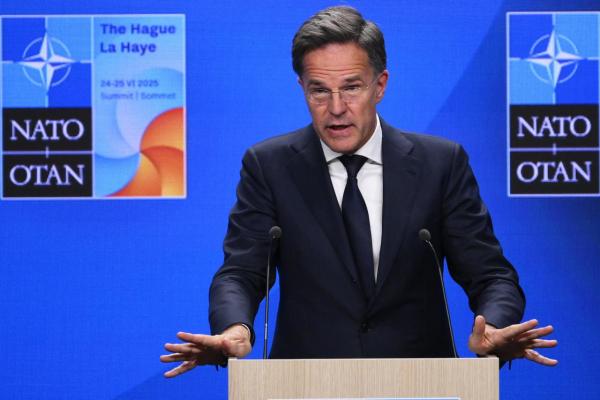 NATO Secretary General Mark Rutte addresses a press conference a day prior to a meeting of The North Atlantic Treaty Organisation (NATO) in The Hague, on June 23, 2025. (AFP Photo)