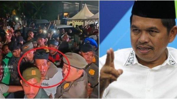 KDM DISIRAM AIR - (kanan) Dedi Mulyadi. (kiri) Pelaku penyiraman terhadap Dedi Mulyadi di Bekasi. Misteri sosok pria berjimat tiba-tiba melakukan aksi tak wajar kepada Gubernur Dedi Mulyadi saat mengunjungi Bekasi, Jawa Barat.