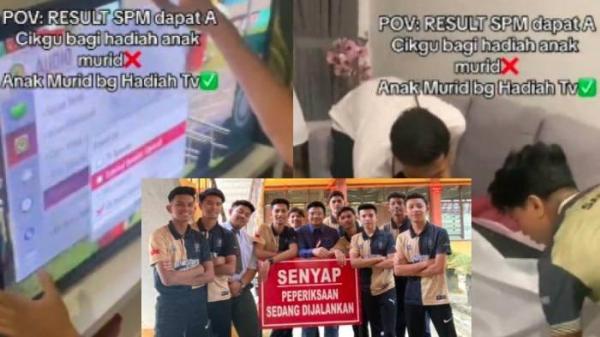 Sekelompok siswa mengunjungi rumah guru mereka untuk memberinya hadiah sebagai tanda penghargaan atas bimbingan dan dukungannya.