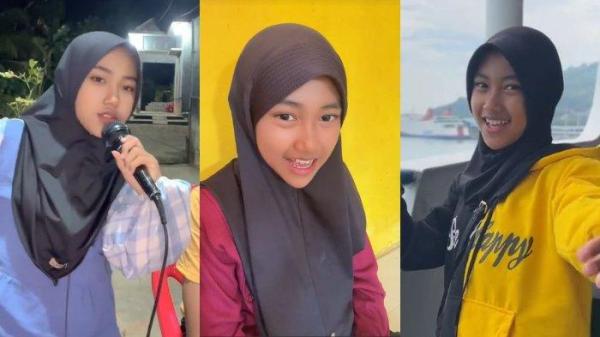 VIRAL NYANYI MANGU - Azizah, anak perempuan berhijab yang viral di media sosial setelah menyanyikan lagu Mangu dari grup musik Fourtwnty dengan versi koplo. Berikut sosok Azizah. (TikTok/@tamilnaftha2)