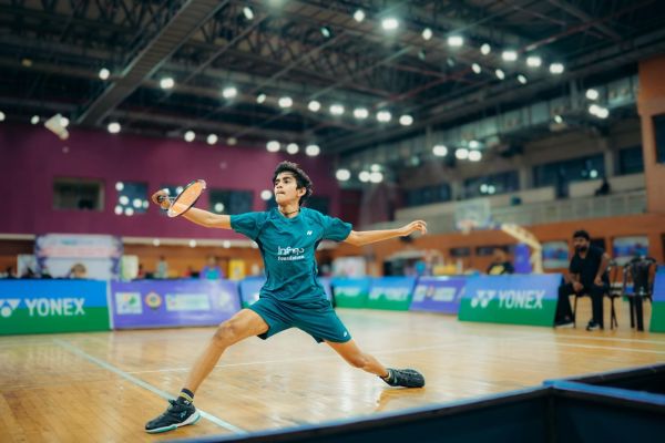 Gujarat’s Vivaan Shah in action.