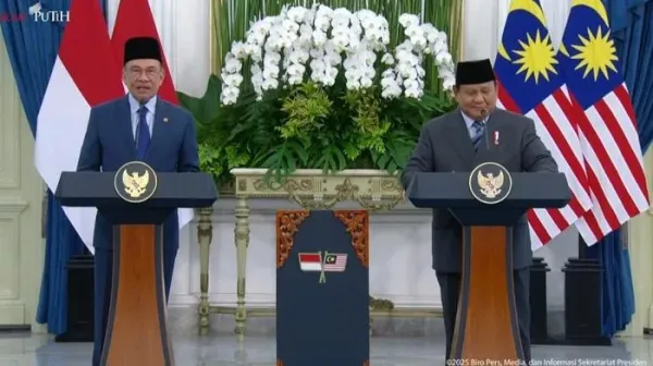 Prabowo dan Anwar Ibrahim bertemu di Istana Merdeka (Youtube Sekretariat Presiden)