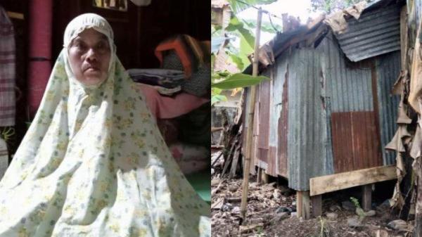 Kondisi rumah ST Alam di Kelurahan Biringere, Kecamatan Sinjai Utara Kabupaten Sinjai difoto, Jumat (27/6/2025). ST Alam butuh bantun untuk berharap hidup.