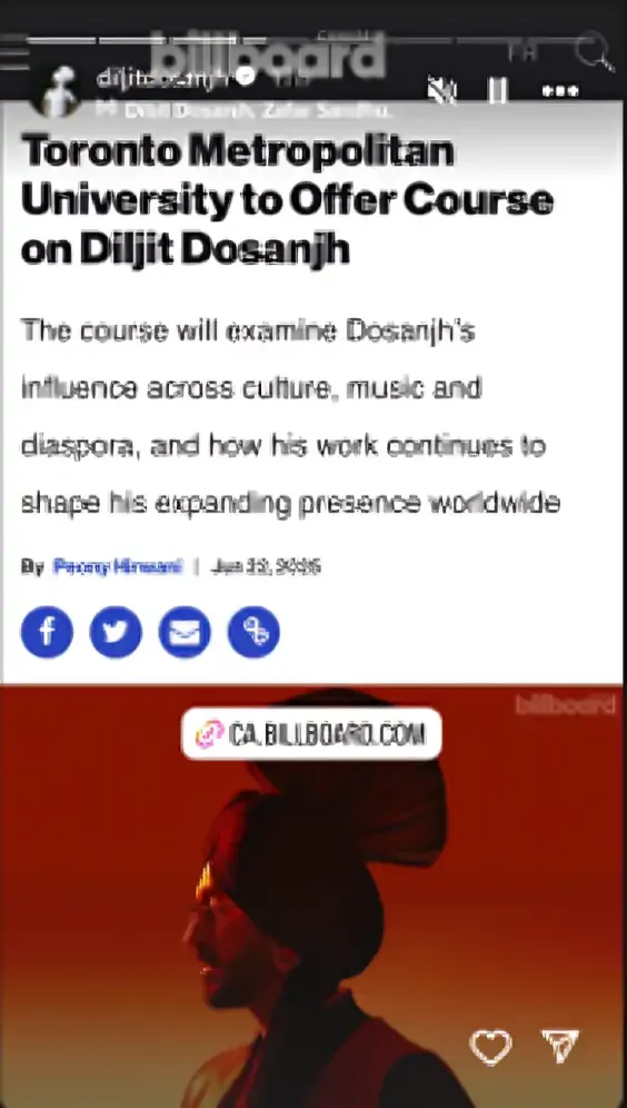 Diljit Dosanjh's Instagram story. Diljit Dosanjh's Instagram story.