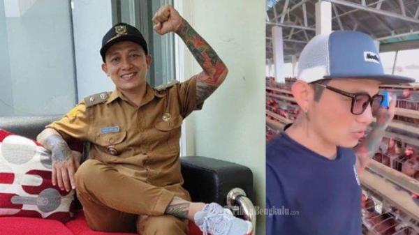 KADES BERTATO - Kolase foto Hoho Alkaf, Kades di Banjarnegara yang viral. Hoho Alkaf viral usai tunjukkan penggunaan Dana Desa 2025 untuk peternakan ayam dan ketahanan pangan. 