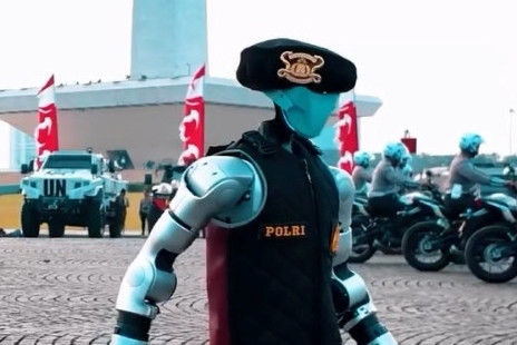 Robot berompi Polri  Foto: Instagram/@itwasumpolri