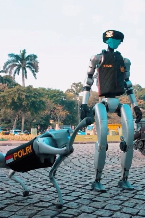 Robot berompi Polri  Foto: Instagram/@itwasumpolri