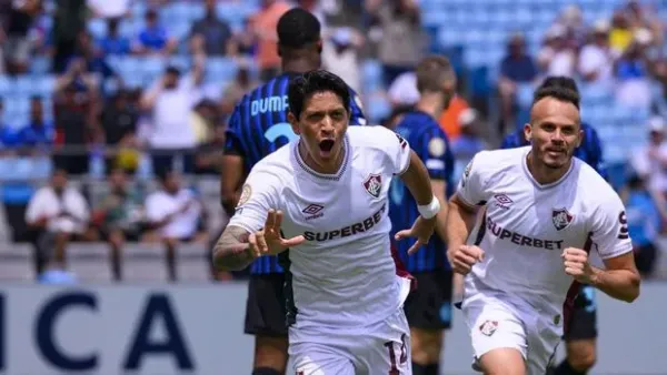 CHARLOTTE, NORTH CAROLINA - JUNE 30: Germán Cano of Fluminense FC celebrates his goal during the FIFA Club World Cup 2025 round of 16 match between FC Internazionale Milano and Fluminense FC at Bank of America Stadium on June 30, 2025 in Charlotte, United States. (Photo by Marcio Machado/Eurasia Sport Images/Getty Images)