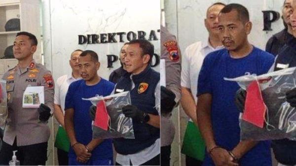 GEGARA UTANG - Polisi menunjukkan barang bukti dari kasus pembunuhan yang dilakukan tersangka Arifin terhadap  perempuan berinisial SH di Mapolda Jateng, Kota Semarang, Kamis (3/7/2025). Ia berkenalan dengan seorang wanita, mencuri sepeda motornya lalu membunuh korban.