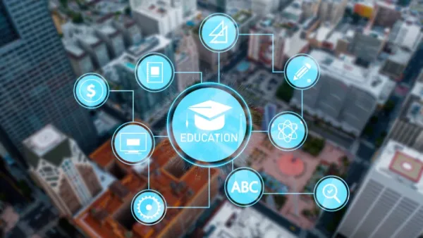 city committed education collage concept AI Education Resources USA