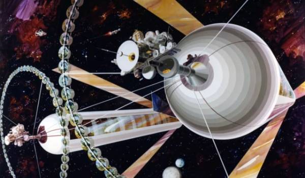 Ilustrasi NASA ini menggambarkan Silinder O'Neill: habitat manusia terapung yang mengorbit planet asing. Foto: NASA