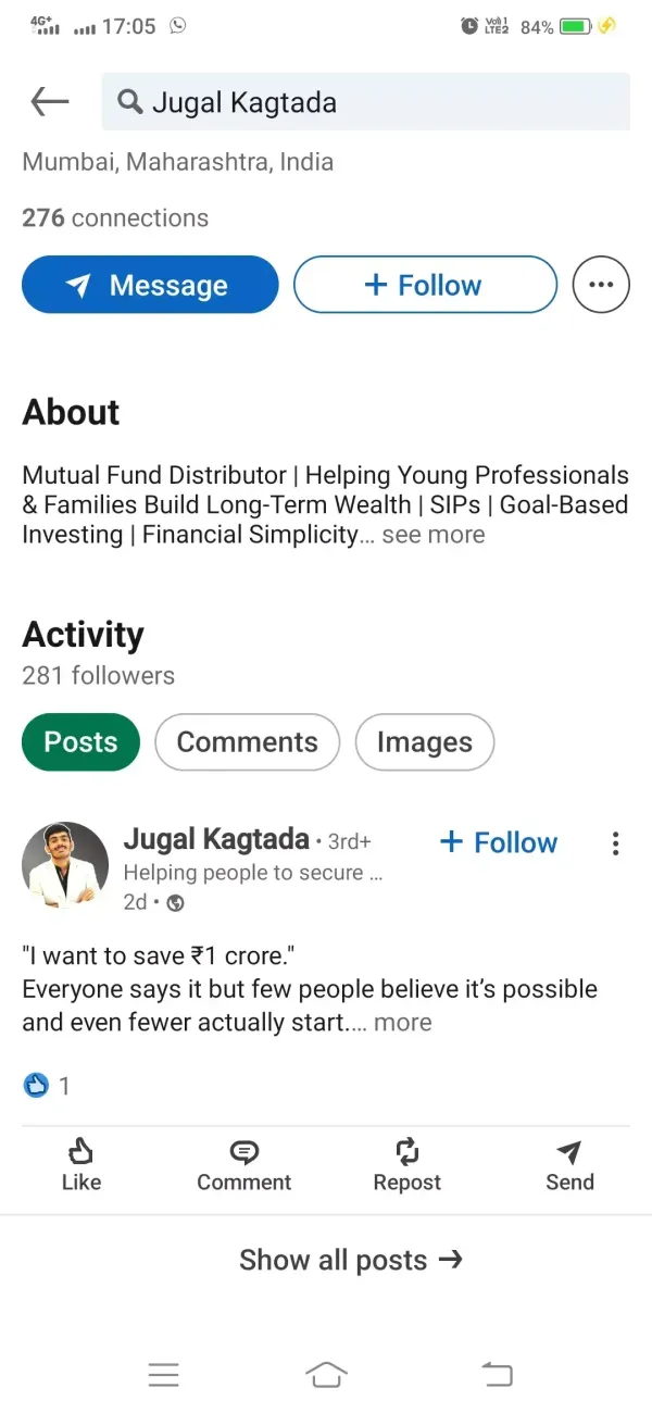 Jugal Kagtada's LinkedIn post Jugal Kagtada's LinkedIn post
