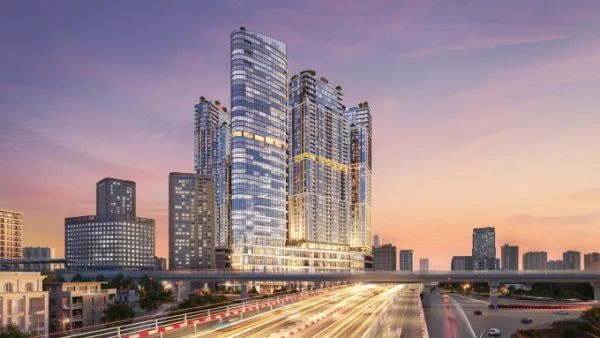 Phối cảnh Sun Feliza Suites tọa lạc tại tâm điểm giao thoa hạ tầng, giao thông và tiện ích của Thủ đô. Ảnh: Sun Property