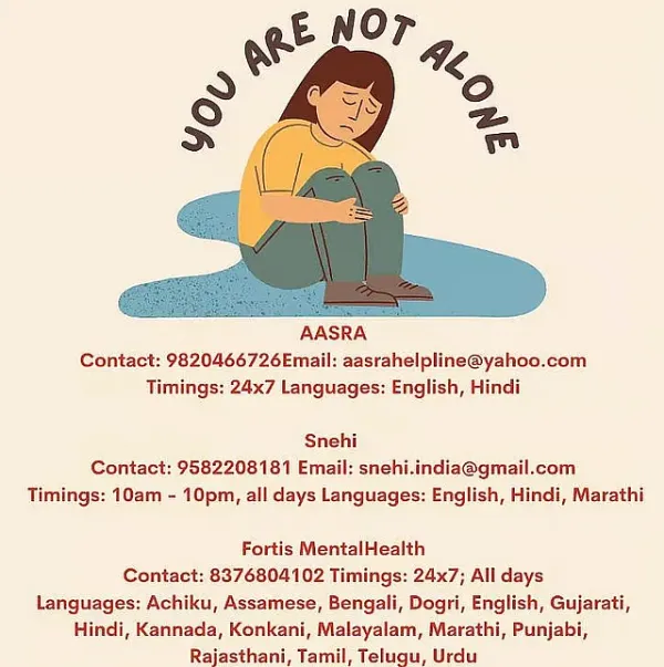 If you or anyone you know is struggling with suicidal thoughts, seek help here: | Mental Health Helplines | |