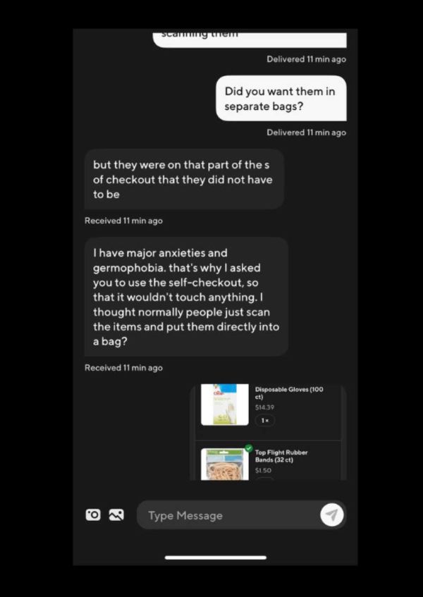 driver messages with customer