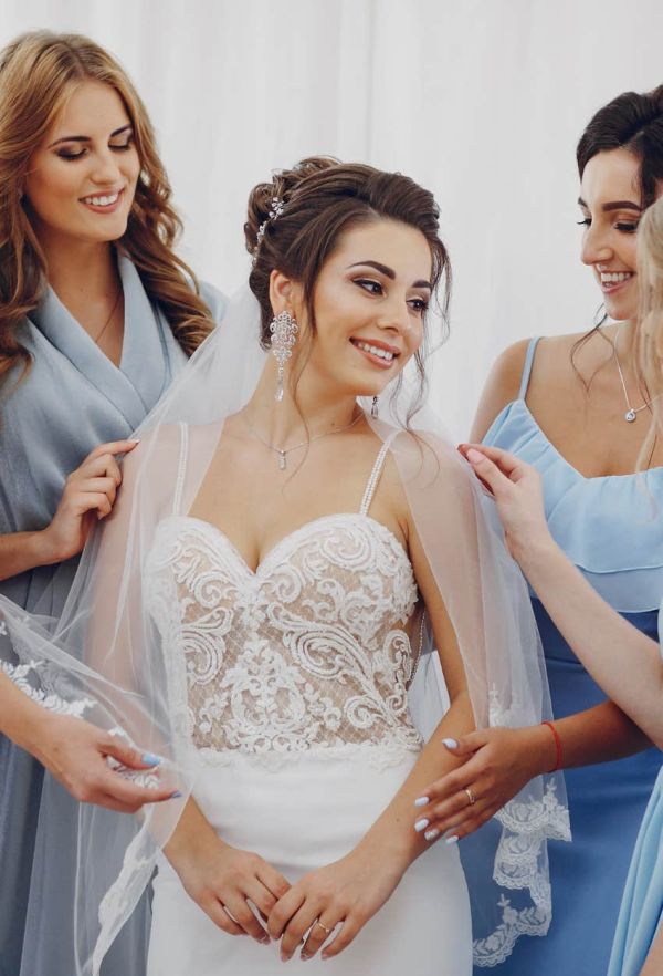 bride with bridesmaids