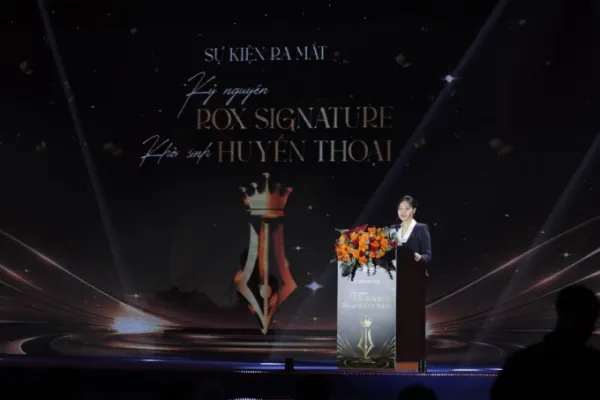 Bà Lê Thu Trang, Tổng giám đốc ROX Signature phát biểu tại lễ ra mắt thương hiệu  và giới thiệu dự án. Ảnh: ROX Signature