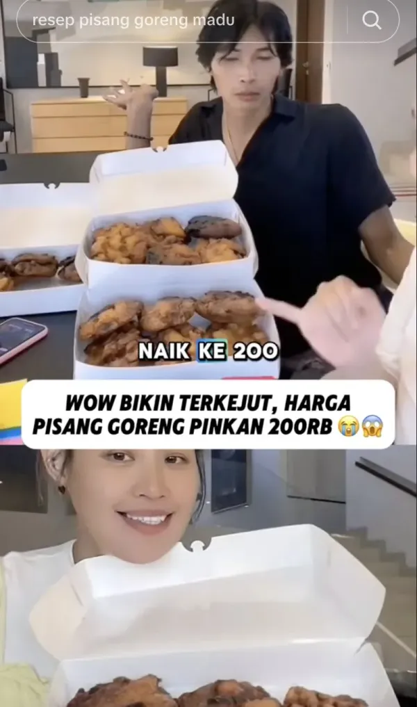 Pinkan Mambo jualan pisang goreng