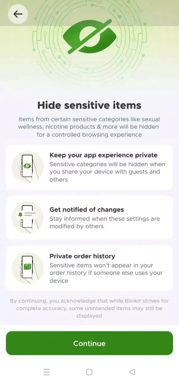 Hide sensitive items