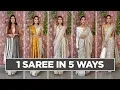 How to Wear 1 Saree in 5 different styles - 5 different ways of wearing one saree
