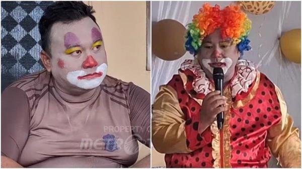 POLISI JADI BADUT - Bripka Rian Fardiansyah saat menjadi badut untuk menghibur anak-anak.