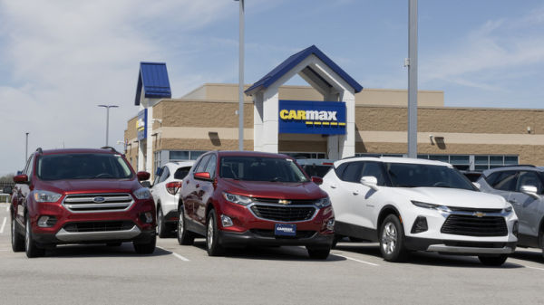 SUVs on display outside a CarMax dealership