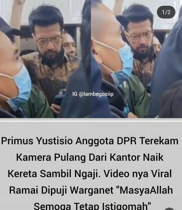Primus Yustisio terekam naik KRL.