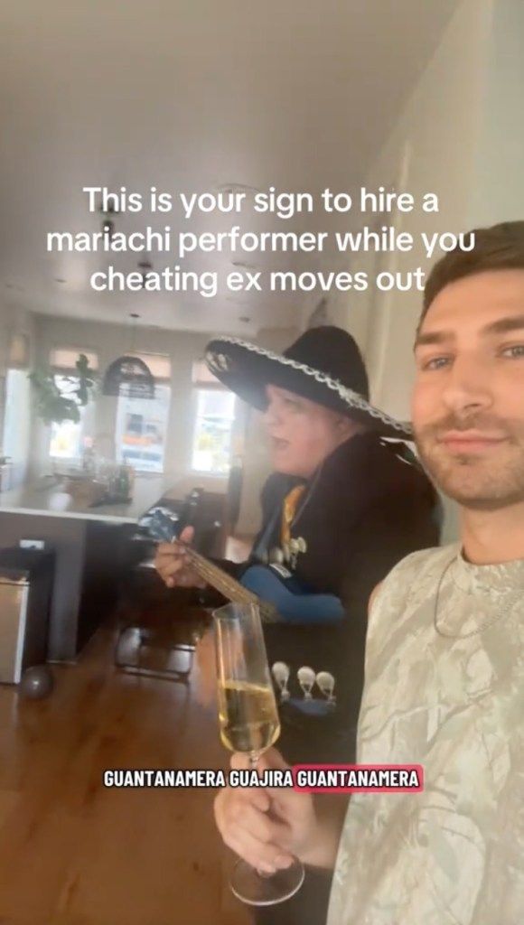 Person celebrating their cheating ex moving out with a mariachi band.