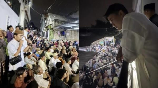 MEMBLUDAK - Acara tahlilan 7 hari Mpok Alpa dicapture (22/8/2025). Ribuan jamaah hadir penuhi rumah bahkan sampai duduk di jalanan di tepi sungai hingga depan gang.