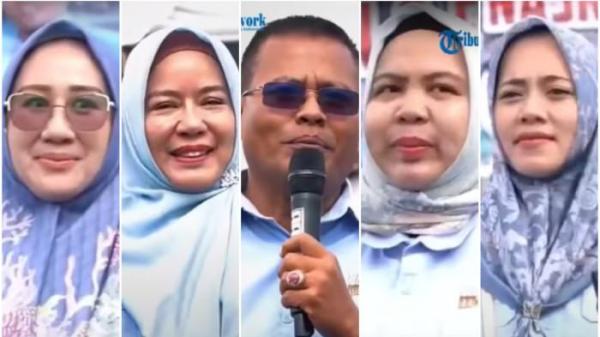 WALI KOTA PRABUMULIH - Kolase H Arlan, Wali Kota Prabumulih, Sumatera Selatan, bersama keempat istrinya saat kampanye Pilkada 2024 lalu. Kini, dirinya kembali viral setelah beredar kabar pencopotan Kepala SMPN 1 Prabumulih, Roni Ardiansyah.