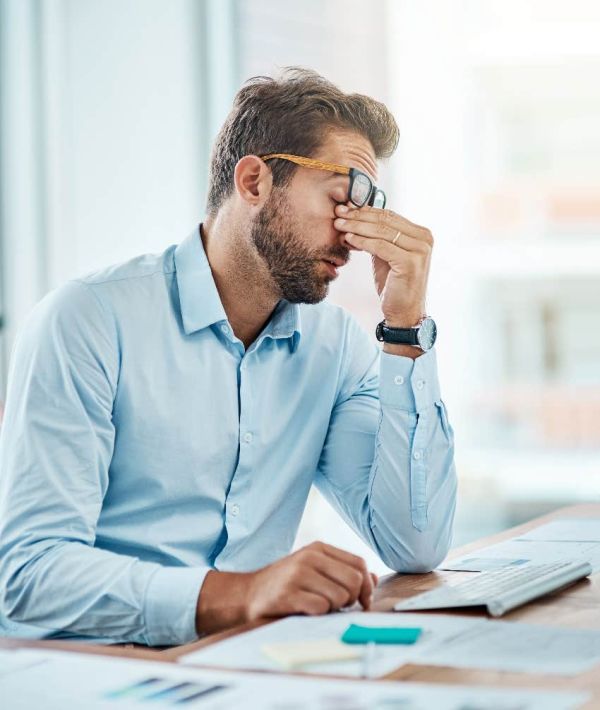 man stressed working full work week