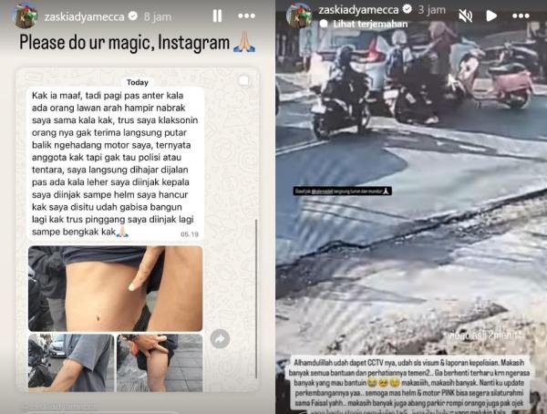 PELAKU TEREKAM - Kolase unggahan Zaskia Adya Mecca soal insiden penganiayaan ART dicapture Senin (22/9/2025).