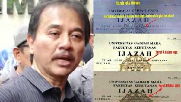 IJAZAH JOKOWI - (kiri) Roy Suryo. Ia ternyata juga telah mengantongi ijazah alumni lain untuk pembanding.