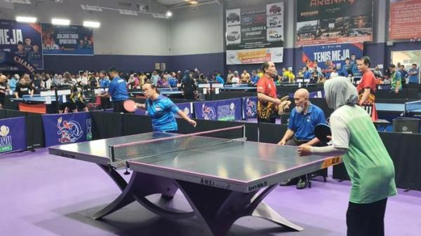 MENANG: Cabang olahraga Tenis Meja resmi berlaga di Pekan Olahraga Nasional (Pornas) Korpri XVII yang digelar di Palembang, Sumatera Selatan (Sumsel). ‎Hingga saat ini, Sulut telah mencatatkan dua kemenangan awal, yakni di nomor perseorangan putri dan ganda putri, keduanya atas lawan dari Badan Pemeriksa Keuangan (BPK).